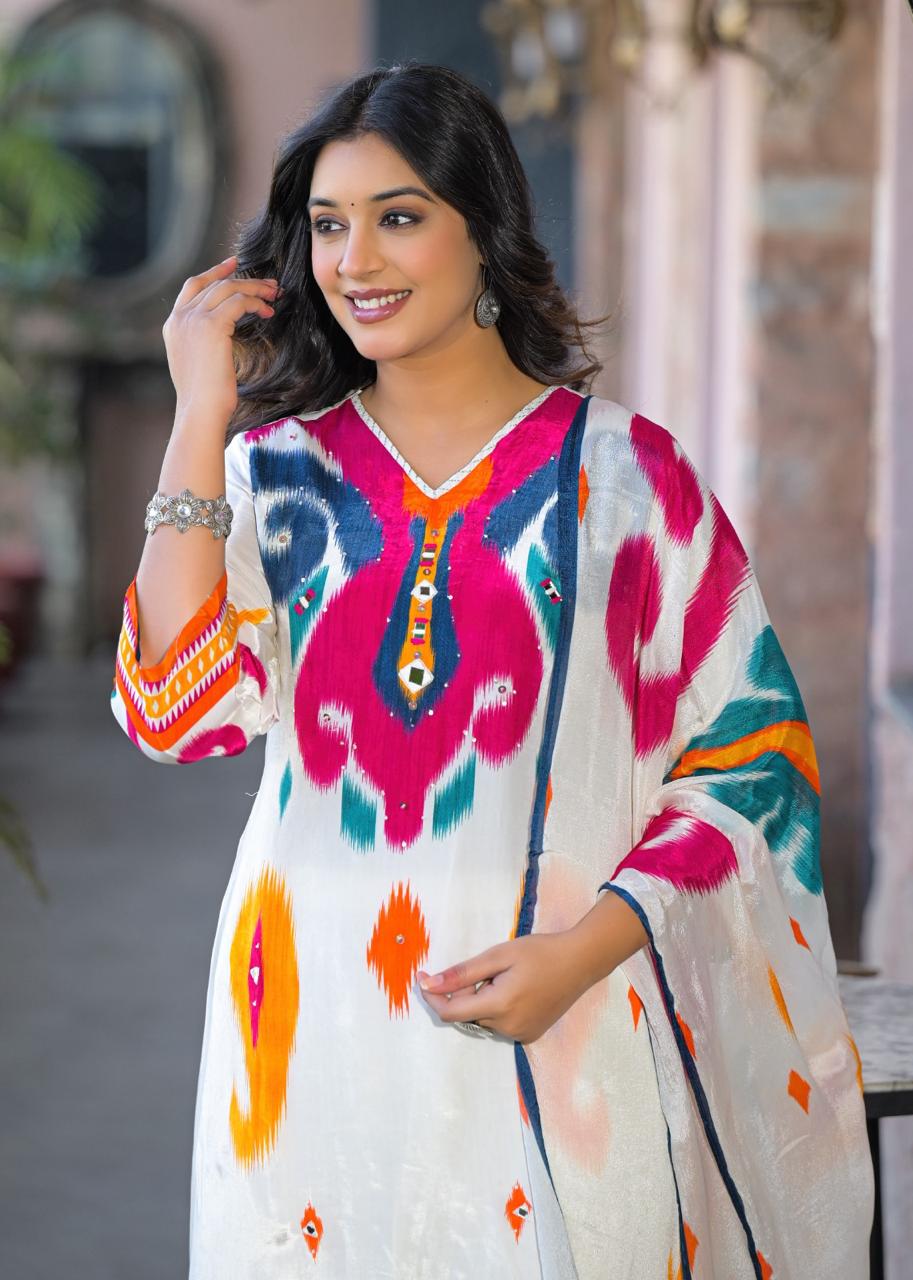 Ikat Crepe Suit