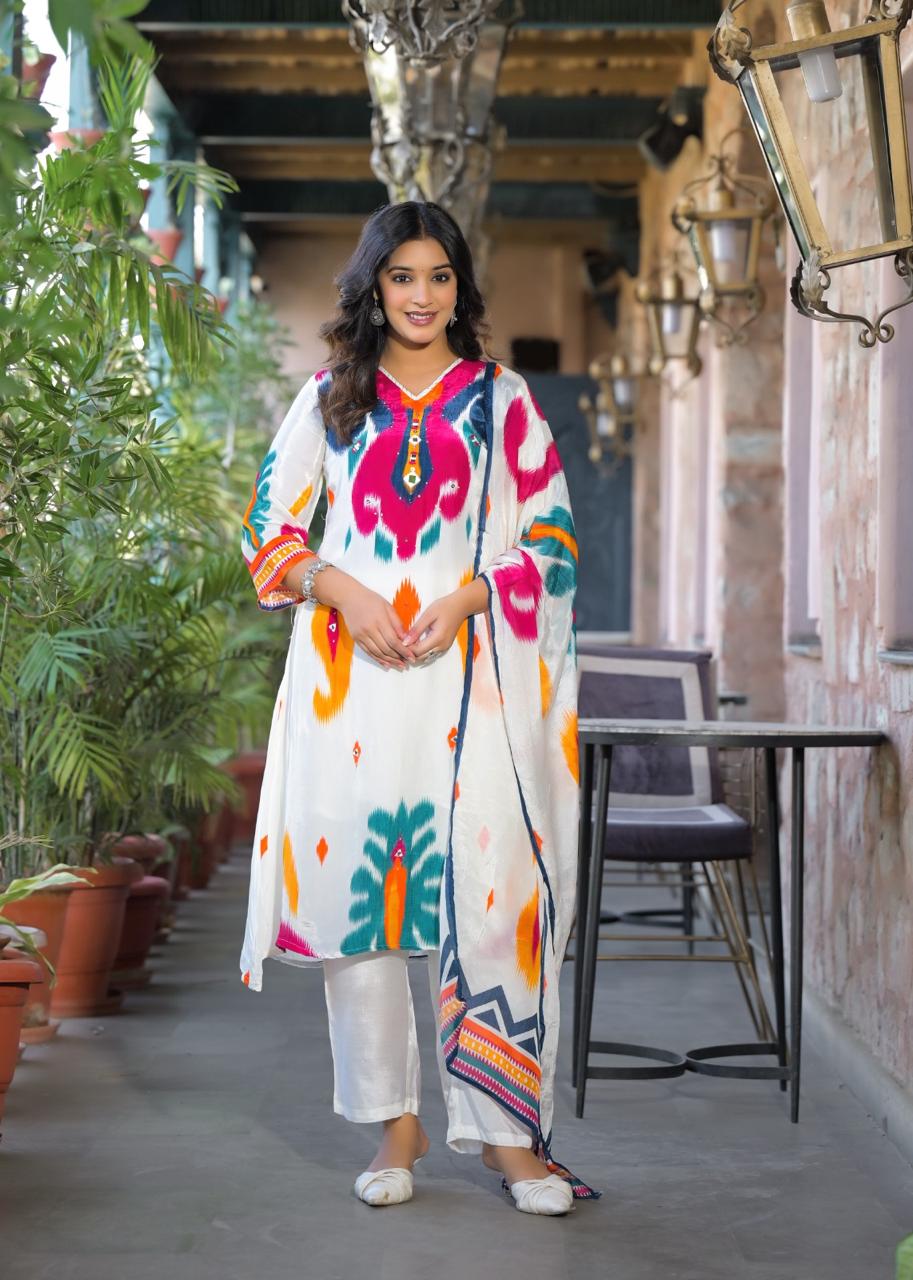 Ikat Crepe Suit