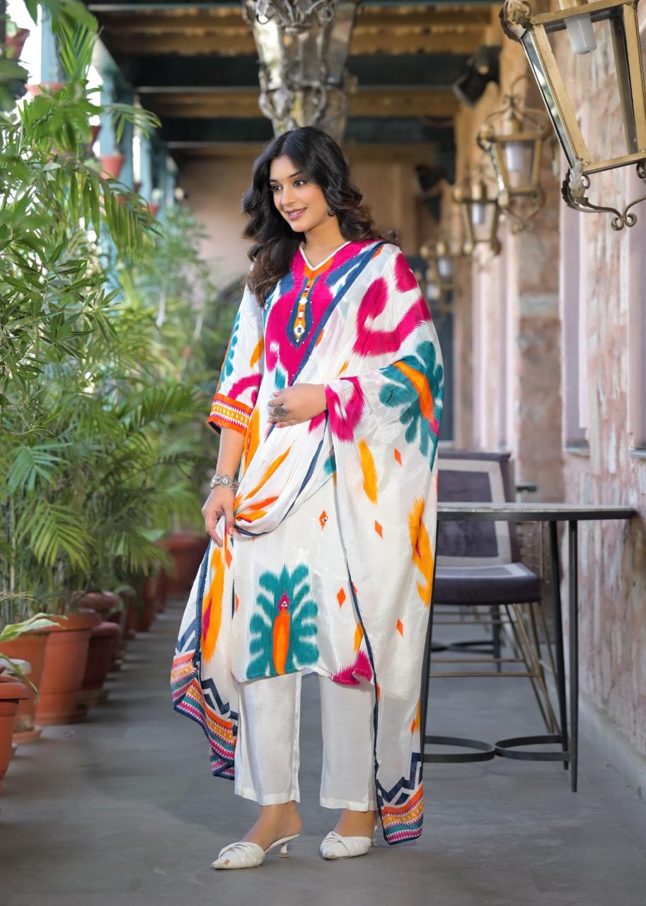 Ikat Crepe Suit